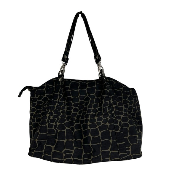 BAGGALLINI Black Cheetah Animal Print Nylon Tote with Silver Hardware - Picture 7 of 9